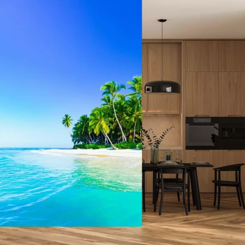 Fotobehang Palmbomen op een eiland