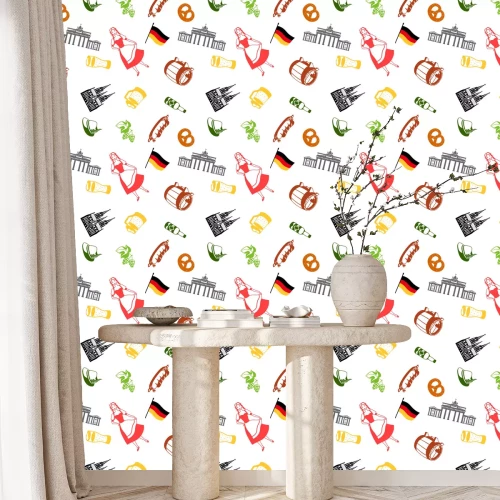 Behang German seamless pattern. Germany national traditional symbols.