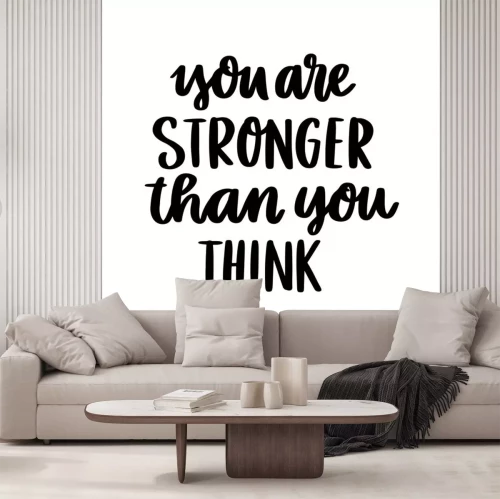 Sticker The hand-drawing motivational quote: You are stronger than you think, in a trendy calligraphic style. It can be used for card, mug, brochures, poster, t-shirts, phone case etc.