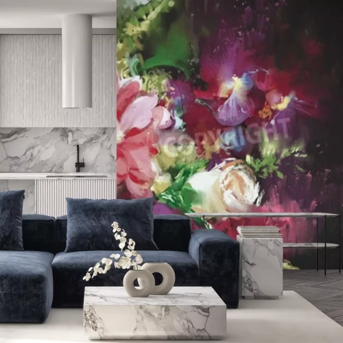 Fotobehang Glamoureuze donkere bloemen