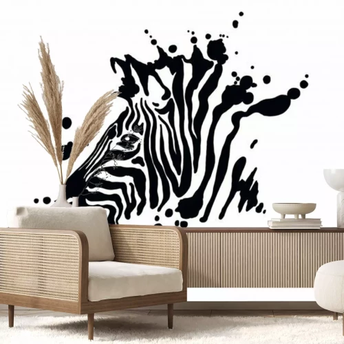 Sticker Zwart-wit zebra hoofd abstracte illustratie