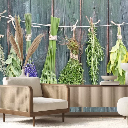 Sticker Kruidenbossen drogen aan een touwtje