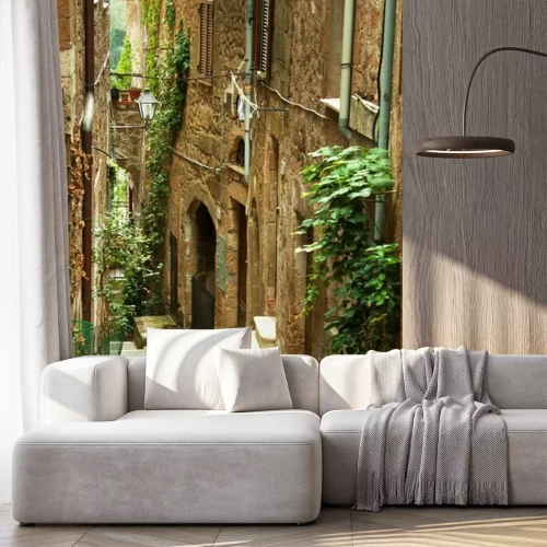 Fotobehang Oude stad steegje in Toscane Italië