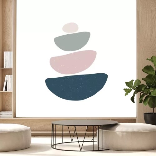 Sticker Een minimalistische illustratie voor een spa die balans symboliseert