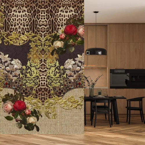 Sticker vintage background with floral ornament