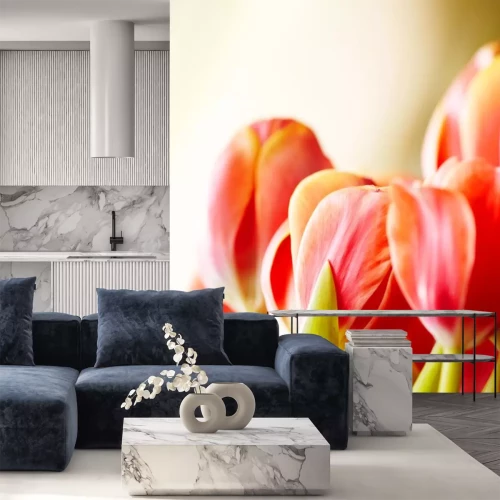 Sticker Rode bloemen close-up