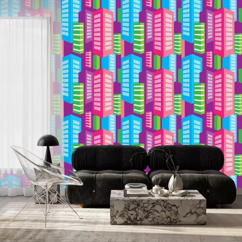 Behang Naadloos patroon van de stad