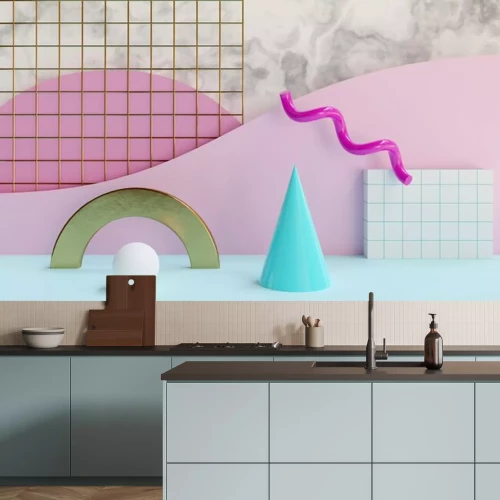 Sticker Kleurrijke ruimtelijke geometrische motieven