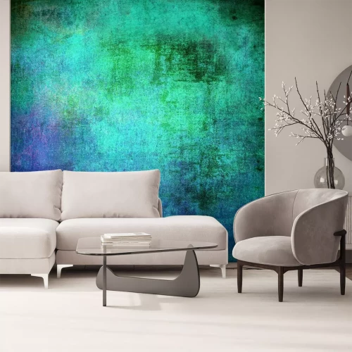 Fotobehang Groen en blauw metaal textuur