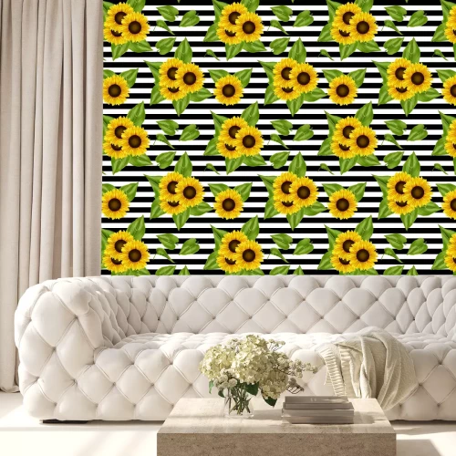 Behang seamless pattern sunflowers background