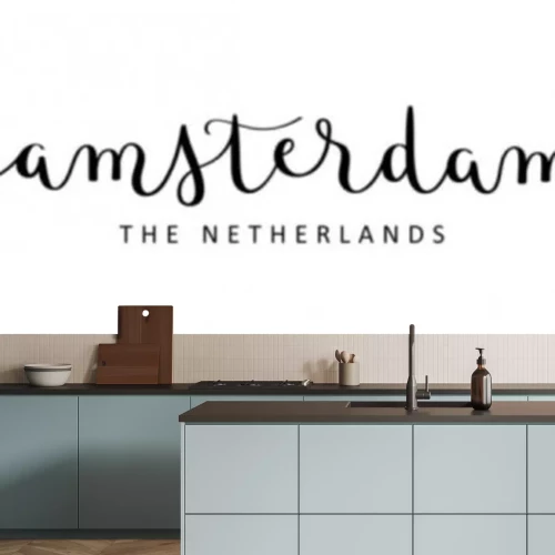 Sticker AMSTERDAM black vector brush calligraphy banner