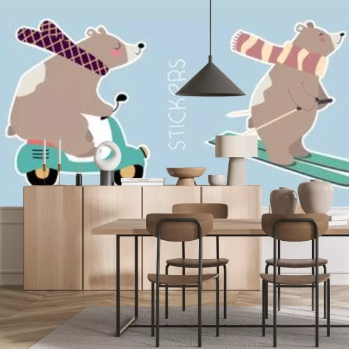 Sticker Hand drawn vector set of cute funny bears. Pre-made stickers. Eps 10.