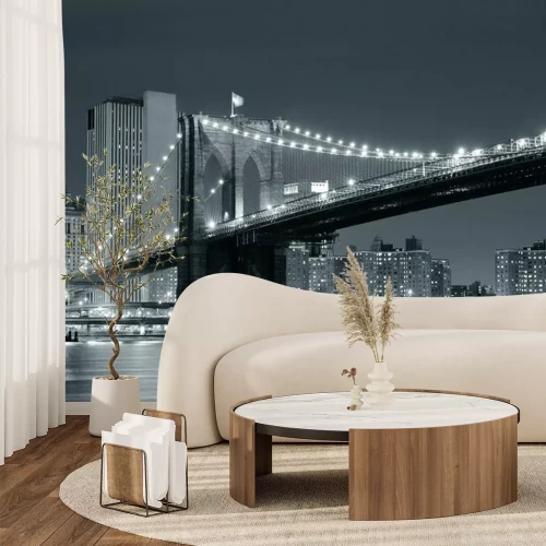 Fotobehang Zwart-witte brug in NYC