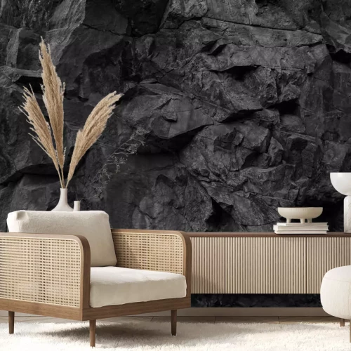 Fotobehang Steenstructuur in zwart
