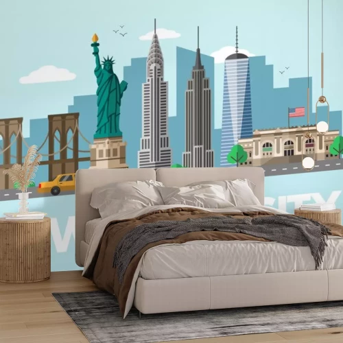 Sticker New York city flat vector illustration