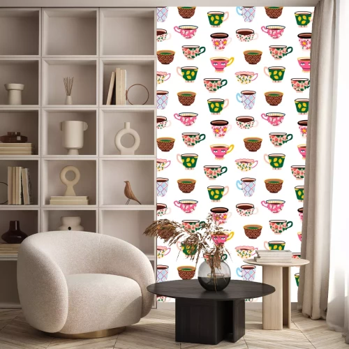 Behang Gedessineerde cups