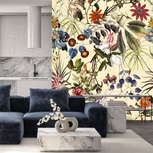 Fotobehang Flowers pattern.Silk scarf design, fashion textile. Background for the design and decoration of textiles. art abstract design, Seamless flower pattern