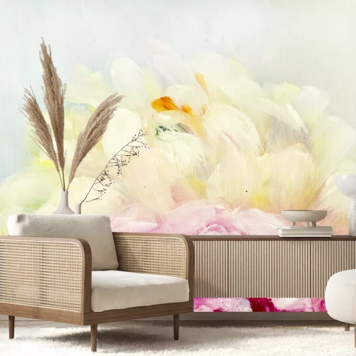 Fotobehang Olie pioenrozen