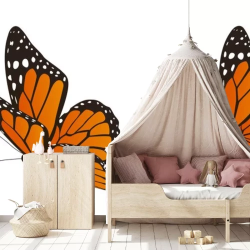 Sticker Twee oranje vlinders met witte stippen