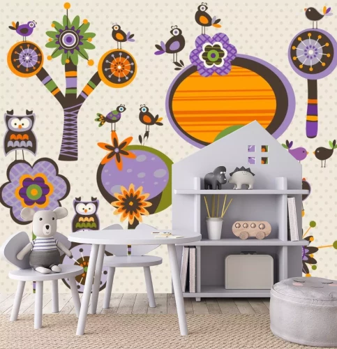 Sticker Abstracte paarse illustratie geïnspireerd door de natuur