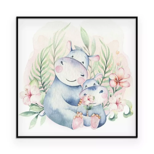 Poster Sprookjesachtige illustratie met nijlpaarden