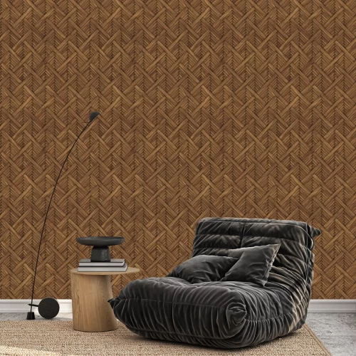 Behang Geometrische houtimitatie