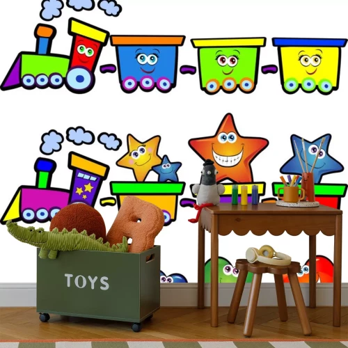 Sticker Regenboogtreinen met sterren en harten