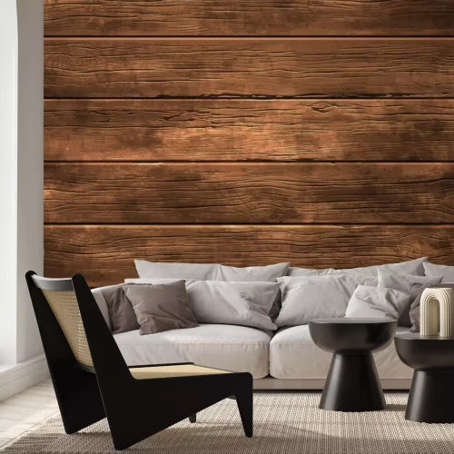 Fotobehang Bruine houten vloer