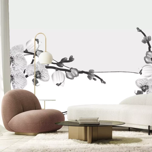 Sticker Bloemen op zwart-wit afbeelding