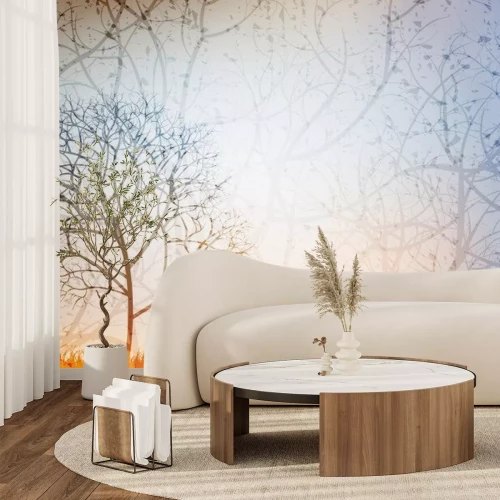 Sticker eenzame boom, grungy vector achtergrond, eps 10