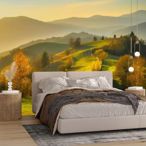 Fotobehang Herfstbergen in het ochtendlicht