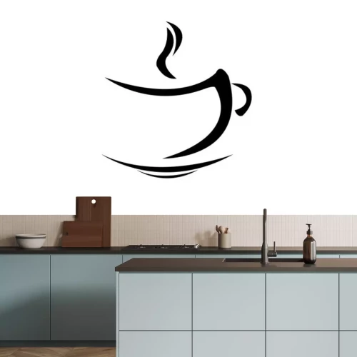 Sticker Koffiekopje minimalistische zwarte afbeelding