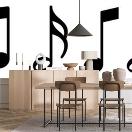 Sticker Music notes icons set. Black notes symbol on white background - stock vector.