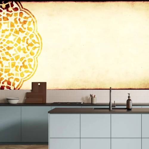 Sticker Grunge background with paper texture and floral ornament