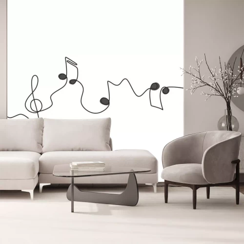 Sticker one line drawing of music notes isolated vector object continuous simplicity lineart design of sign and symbols.