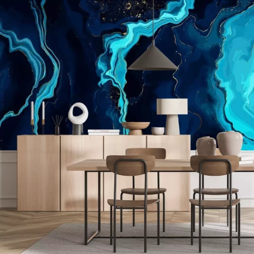 Fotobehang Turquoise golven op marmer