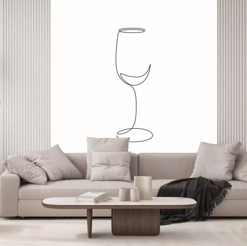 Sticker Continuous one line wine glass art. Vector