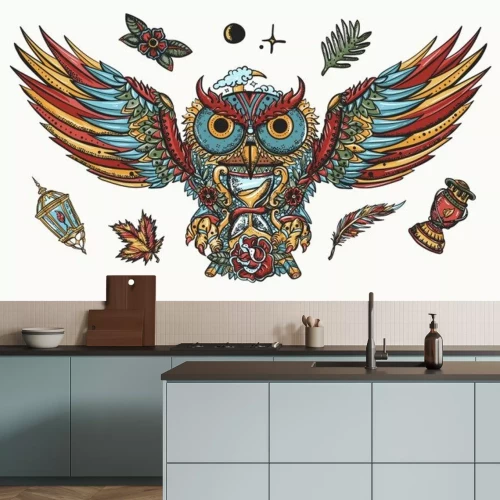 Sticker Uil met een zandloper