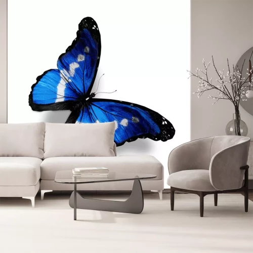 Sticker Blauwe vlinder met witte stippen