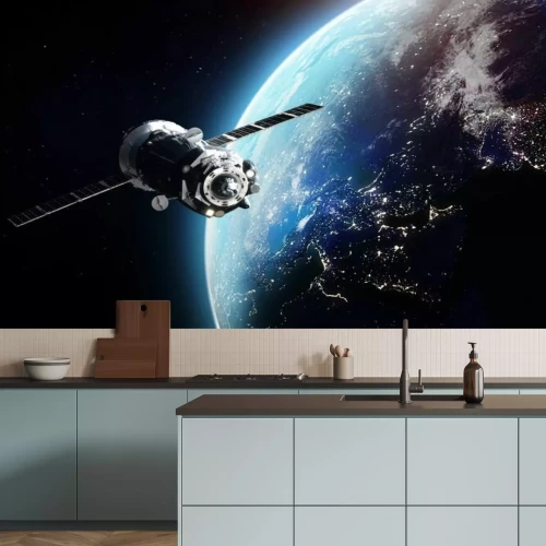 Fotobehang Satelliet in de baan van de aarde