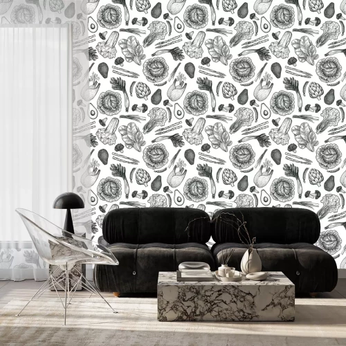 Behang Potlood geschetste groenten