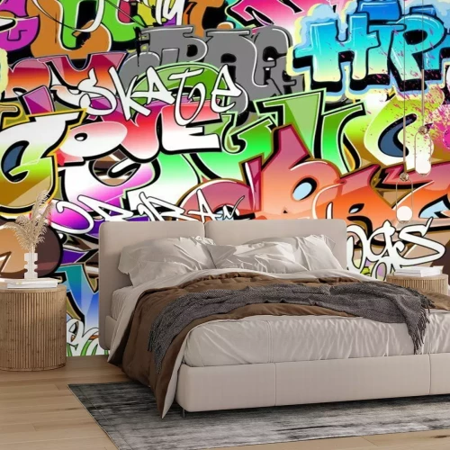 Fotobehang Kleurrijke graffiti-inscripties