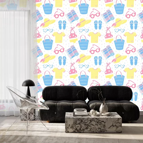 Behang Vakantiepatroon op een lichte achtergrond