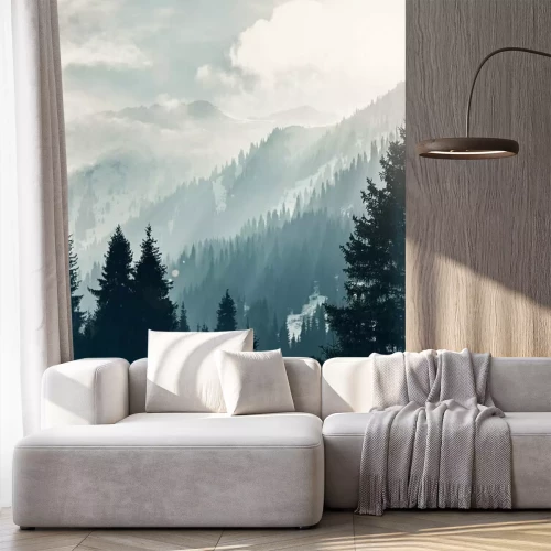 Fotobehang Bergen in de wolken