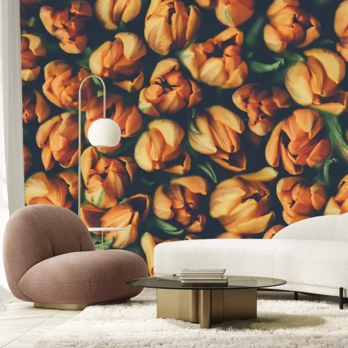 Fotobehang Vintage bouquet of beautiful peonies on black. Floral background. Baroque old fashiones style. Natural flowers pattern wallpaper or greeting card