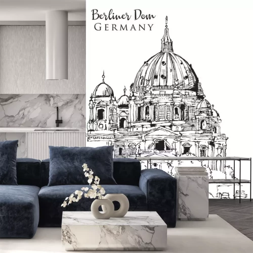 Sticker Drawing sketch illustration of Berliner Dom