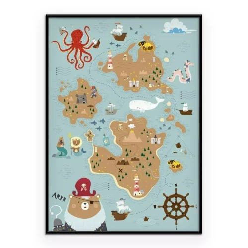 Poster Sprookjesachtige schatkaart