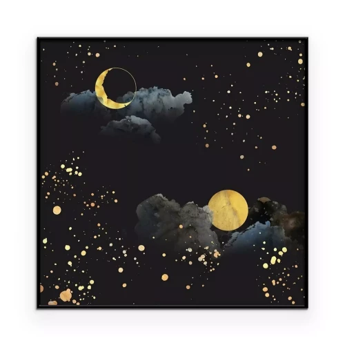 Poster Donkerblauwe nachthemel met manen