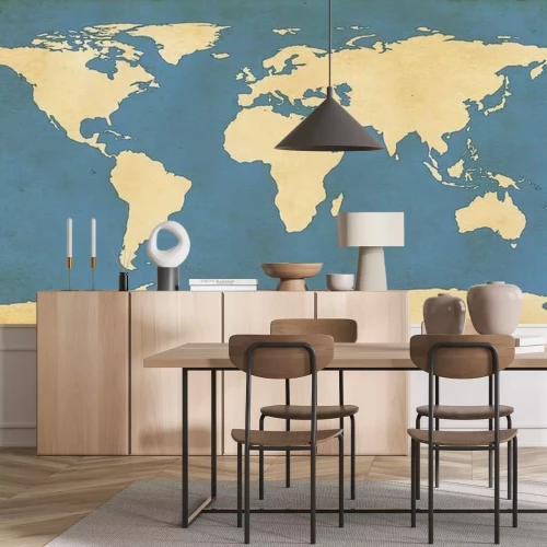 Fotobehang Schematische kaart van de wereld