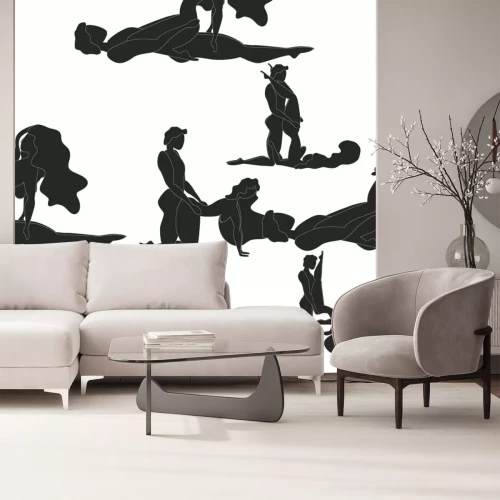 Sticker Kama Sutra, seamless pattern, design, poster, fabric. Kamasutra, sketchy poses for making love. Set.